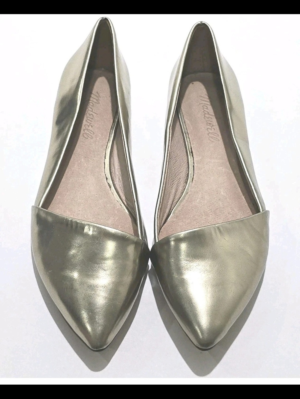 Madewell Metallic Gold Leather Pointed Toe D'Orsay Flats Style E5369 Size 7.5